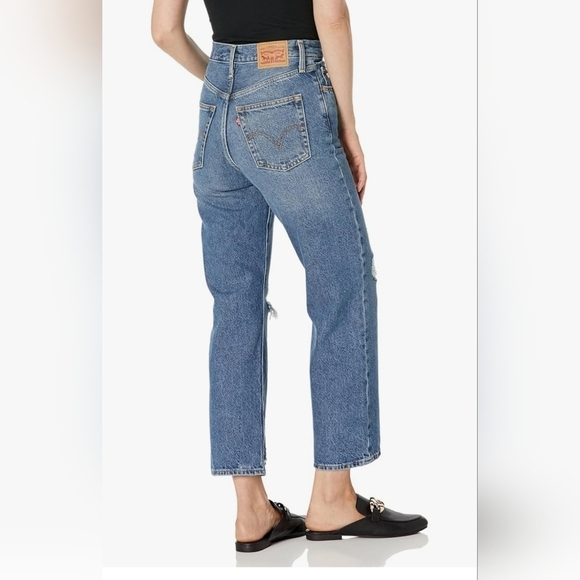 (179)Levi's Women's Ribcage Straight Ankle Jeans 100% Cotton A Super High Rise - Picture 3 of 16